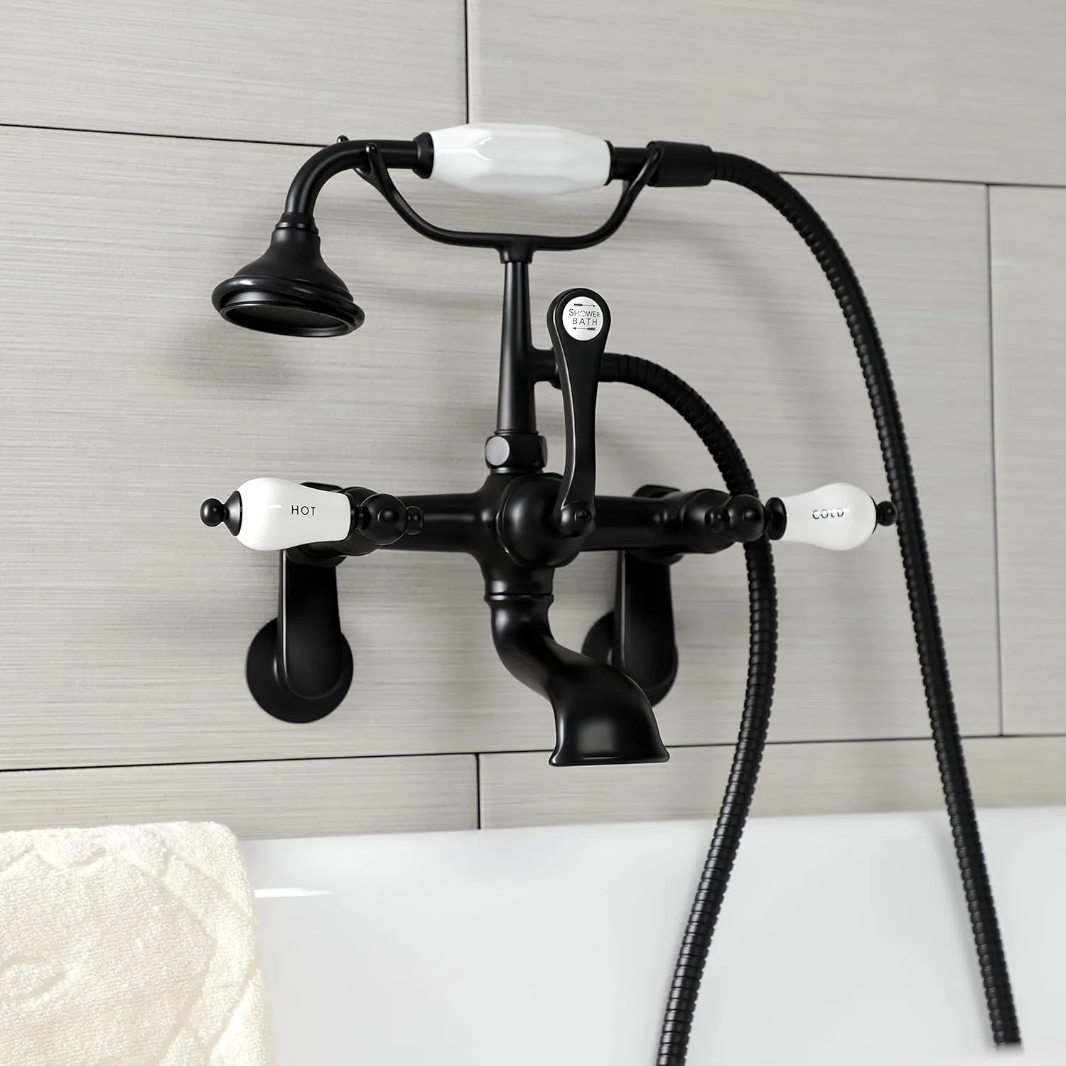 Kingston Brass AE53T0 Aqua Vintage Clawfoot Tub Faucet, 13.25 x 7.06 x 11.5, Matte Black