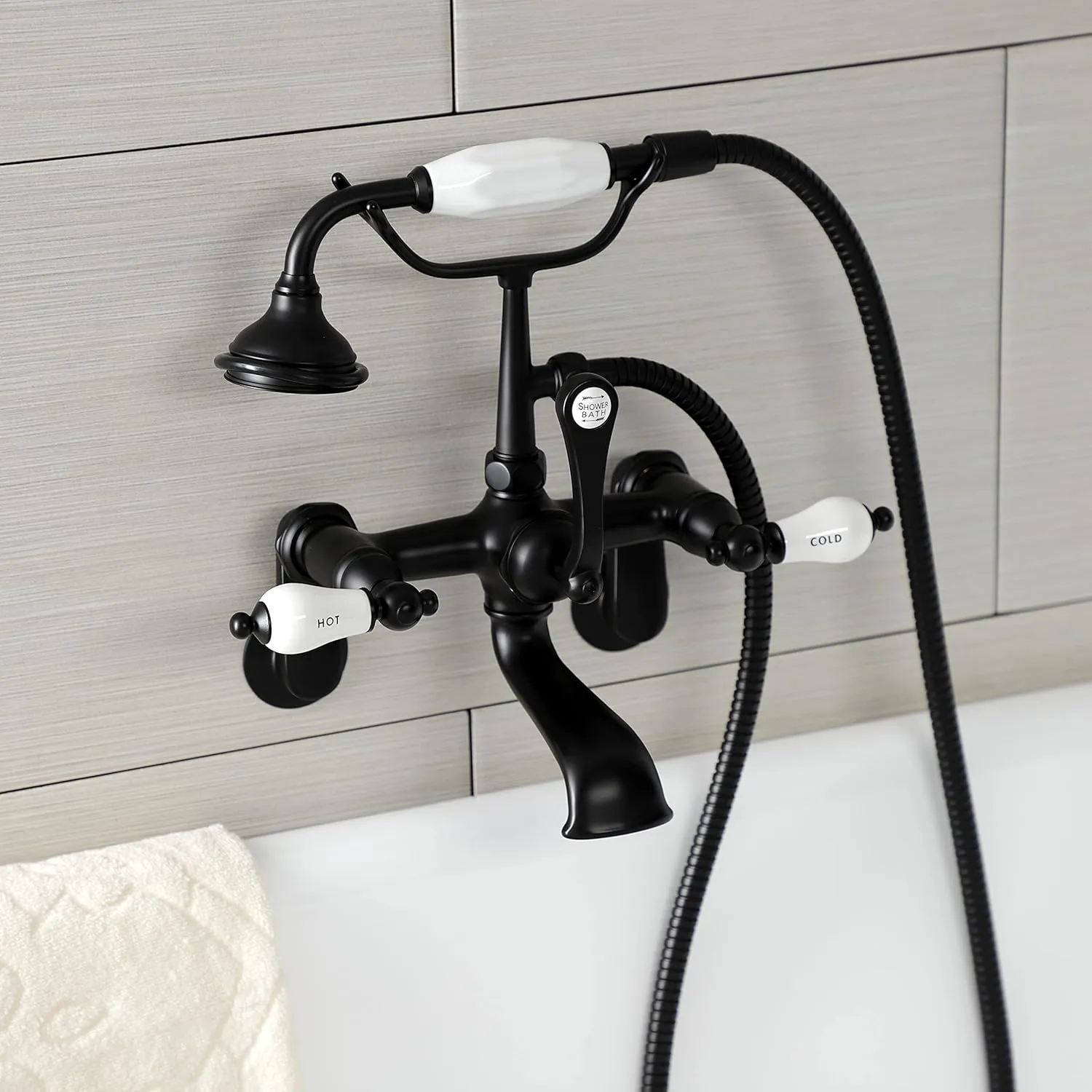 Kingston Brass AE53T0 Aqua Vintage Clawfoot Tub Faucet, 13.25 x 7.06 x 11.5, Matte Black