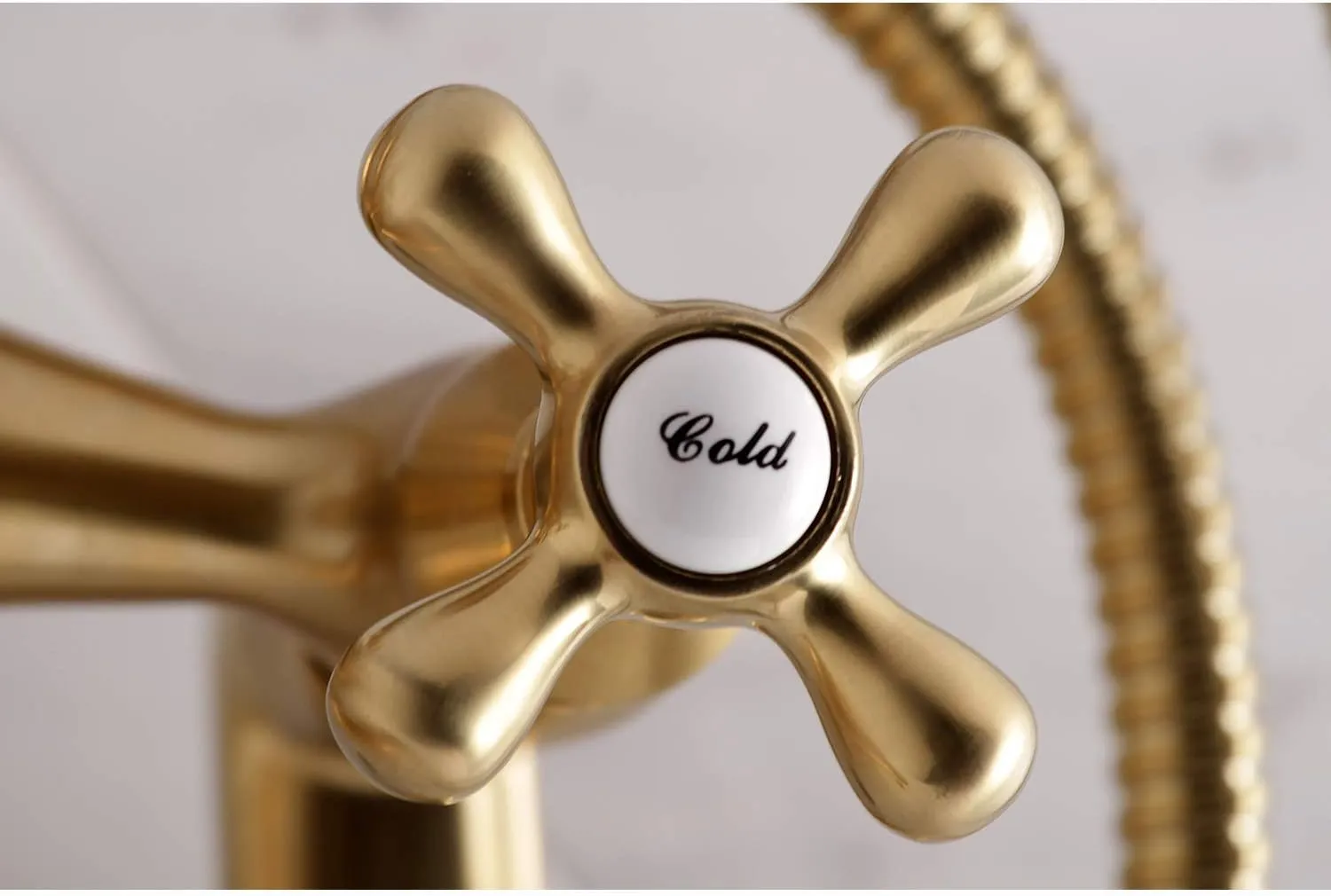 Kingston Brass KS265SB Tub Wall Mount Clawfoot Tub Faucet with Hand Shower, Brushed Brass