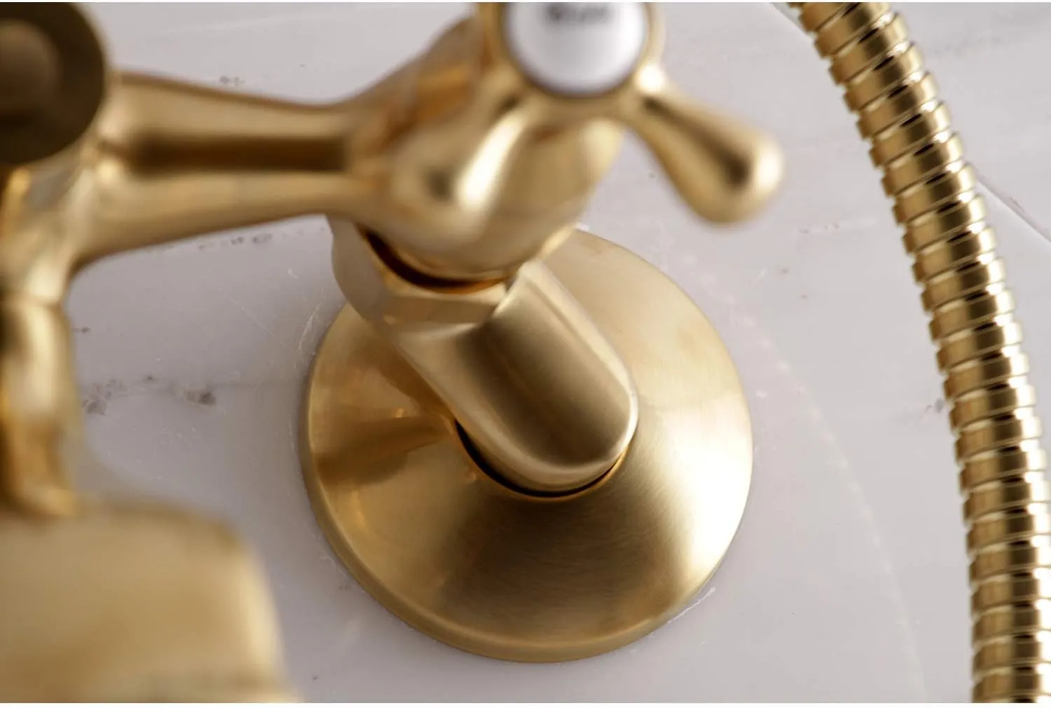 Kingston Brass KS265SB Tub Wall Mount Clawfoot Tub Faucet with Hand Shower, Brushed Brass