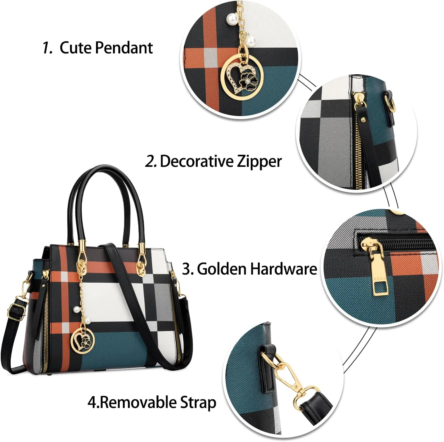 KKXIU Stylish Women Satchel Purses and Handbags Vegan Leather Top Handle Shoulder Crossbody Bag