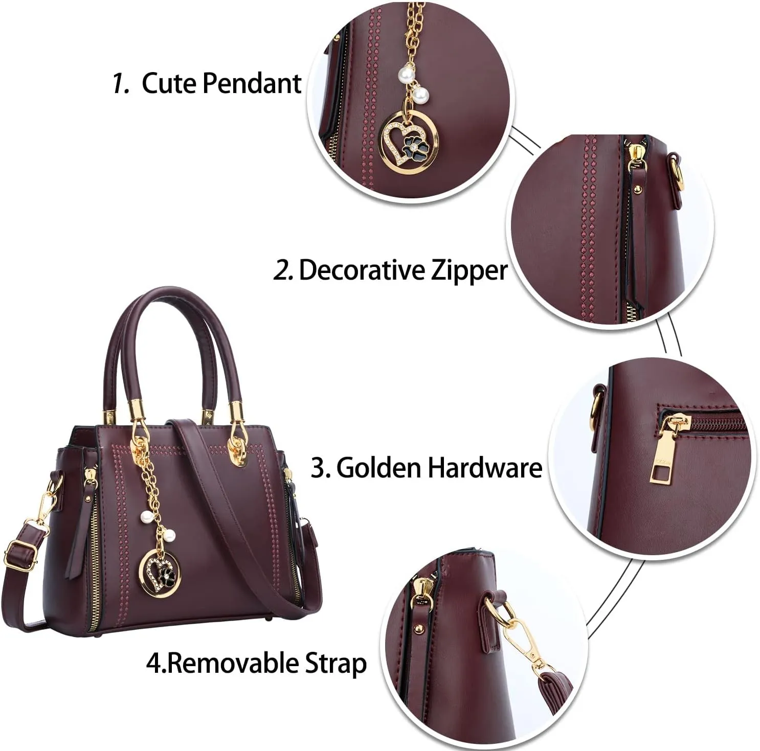 KKXIU Stylish Women Satchel Purses and Handbags Vegan Leather Top Handle Shoulder Crossbody Bag