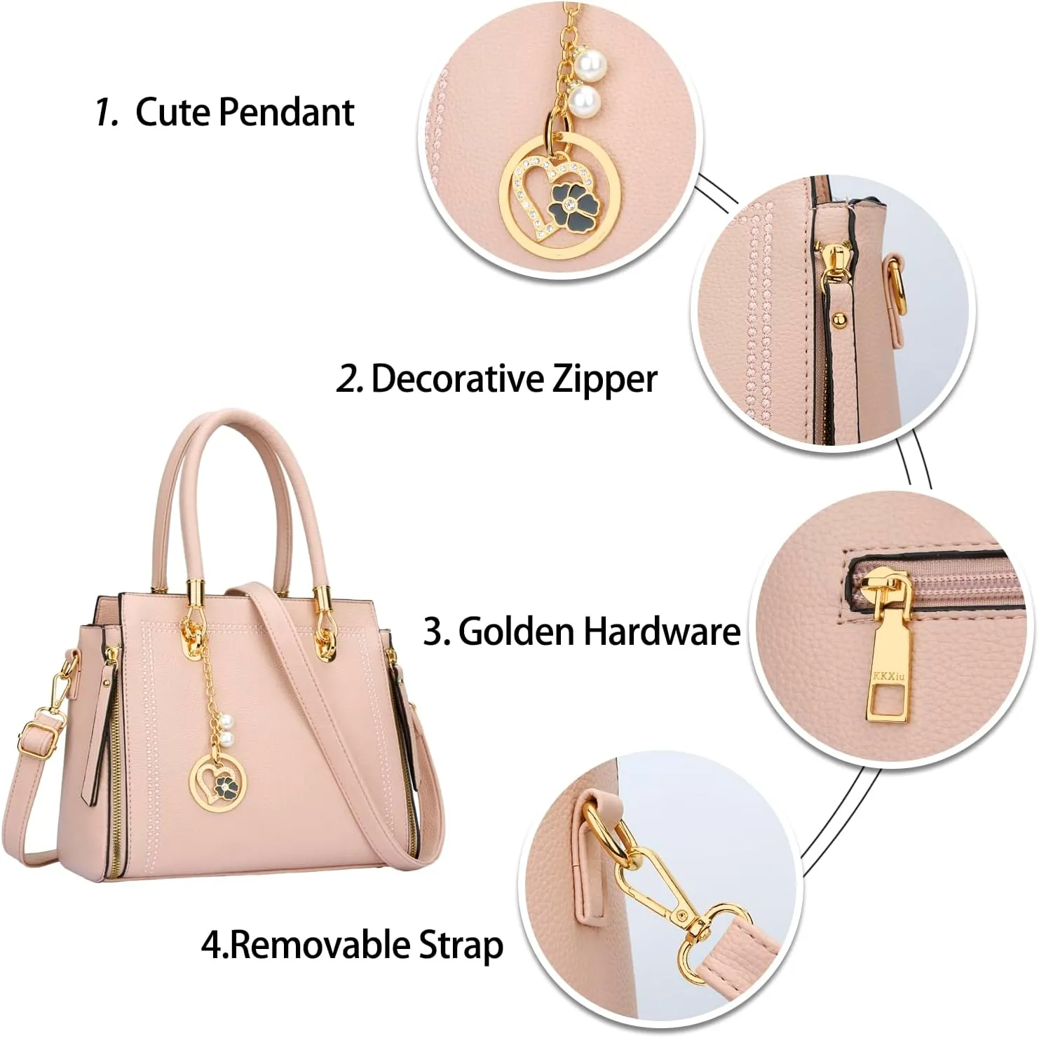 KKXIU Stylish Women Satchel Purses and Handbags Vegan Leather Top Handle Shoulder Crossbody Bag