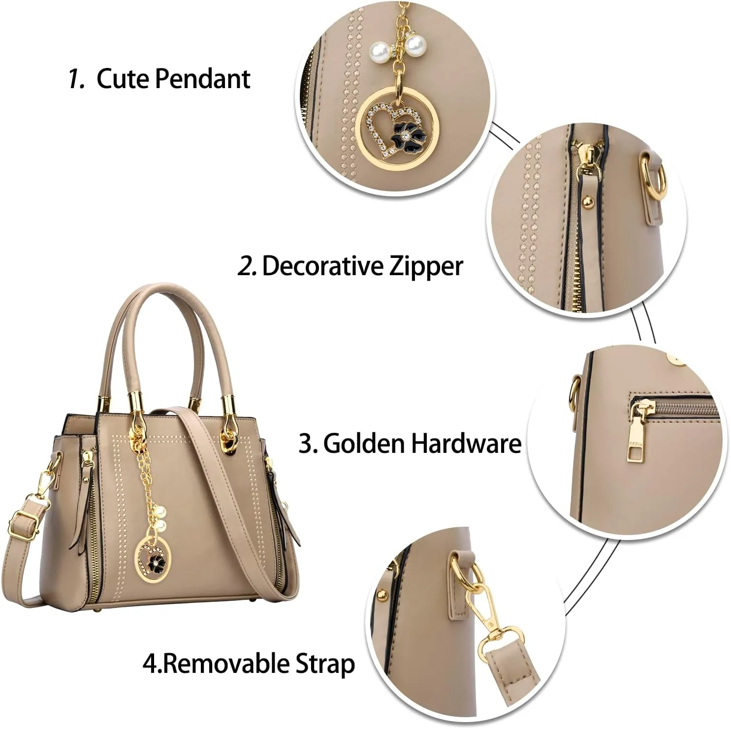 KKXIU Stylish Women Satchel Purses and Handbags Vegan Leather Top Handle Shoulder Crossbody Bag