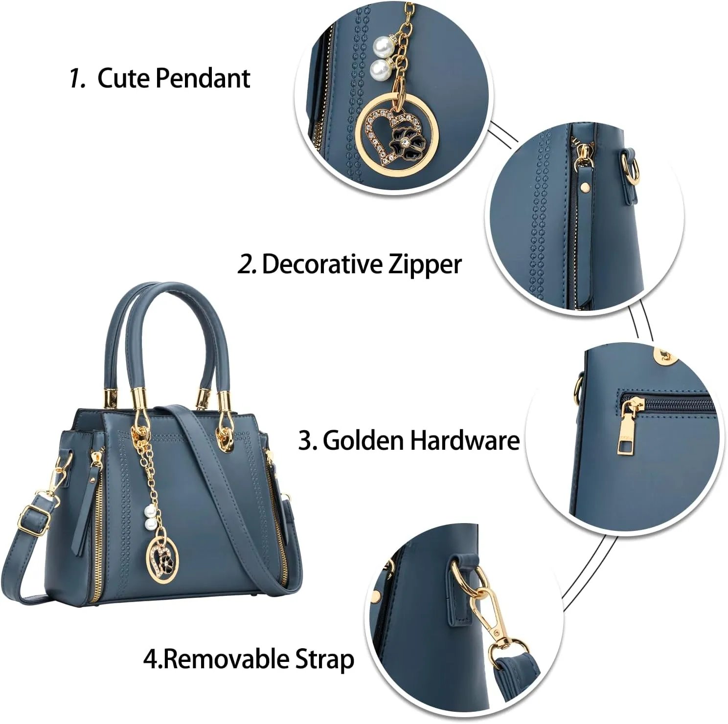 KKXIU Stylish Women Satchel Purses and Handbags Vegan Leather Top Handle Shoulder Crossbody Bag