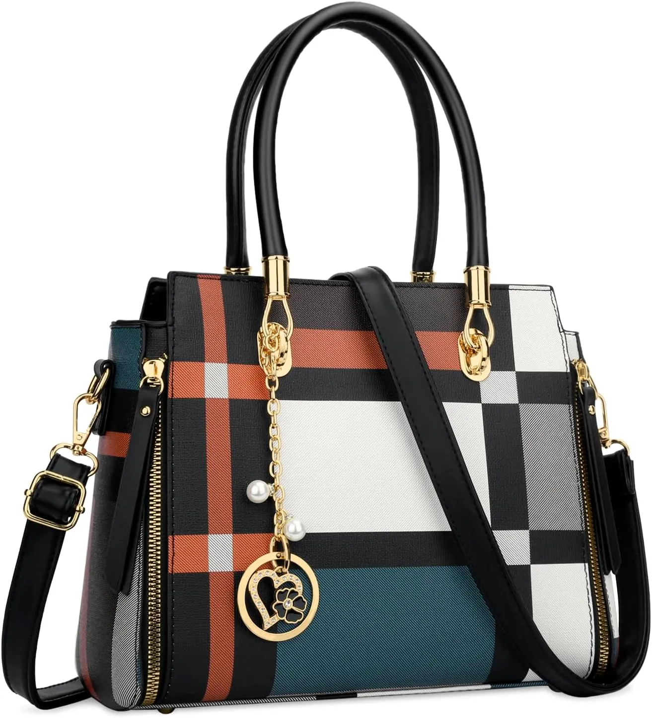 KKXIU Stylish Women Satchel Purses and Handbags Vegan Leather Top Handle Shoulder Crossbody Bag