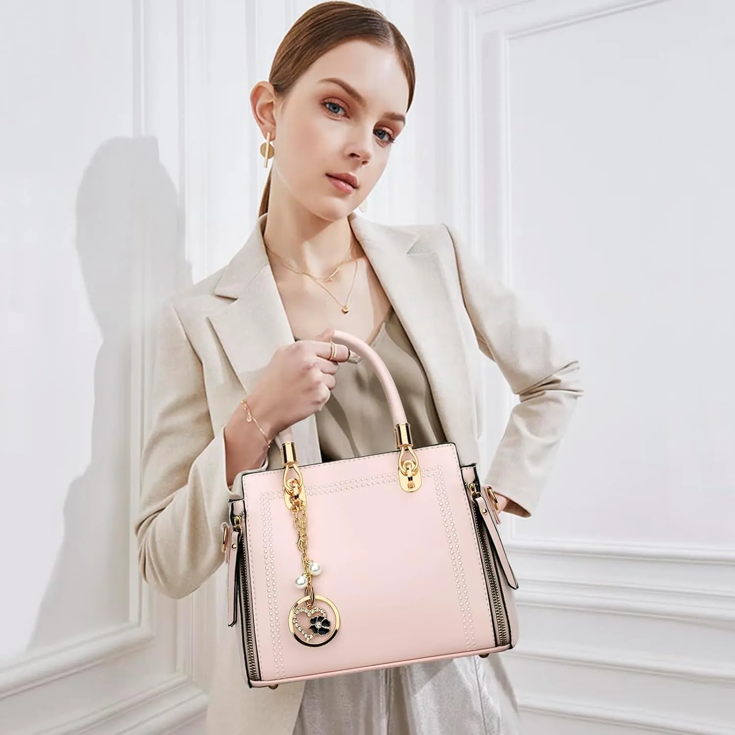 KKXIU Stylish Women Satchel Purses and Handbags Vegan Leather Top Handle Shoulder Crossbody Bag