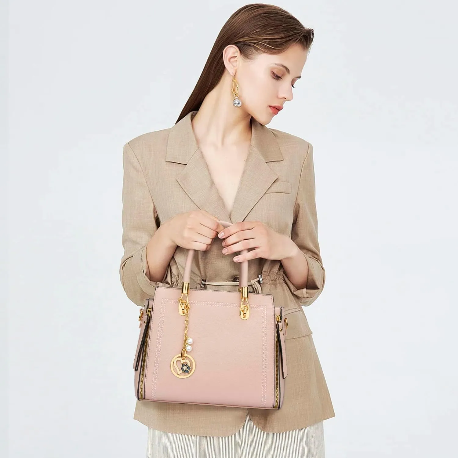 KKXIU Stylish Women Satchel Purses and Handbags Vegan Leather Top Handle Shoulder Crossbody Bag