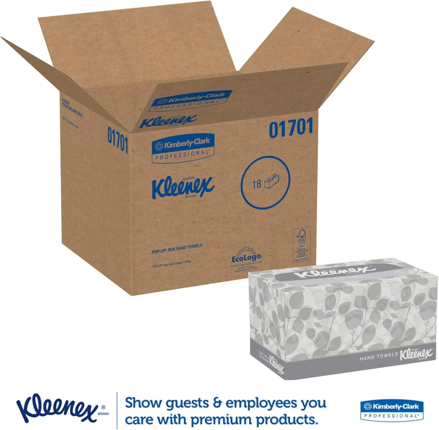 KLEENEX Pop-Up Box Hand Towels, Paper, 9 x 10-1/2, 120/pack