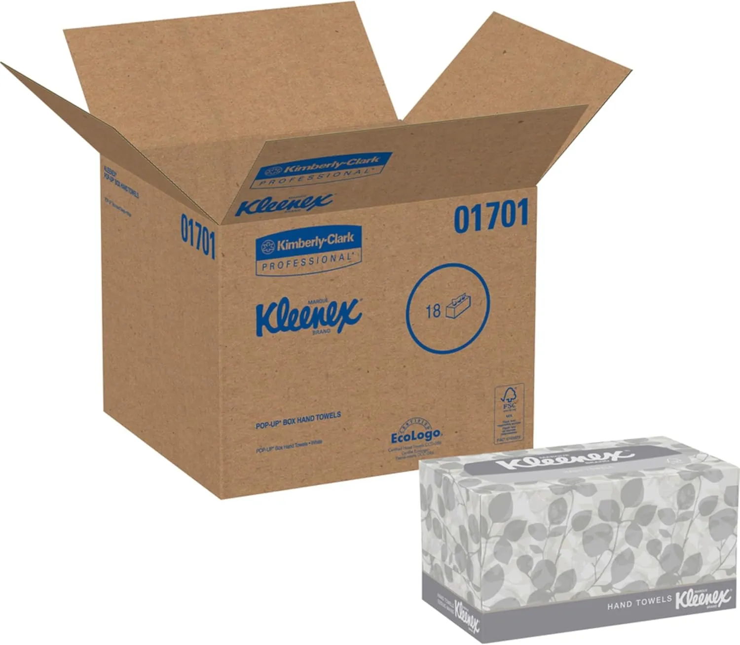 KLEENEX Pop-Up Box Hand Towels, Paper, 9 x 10-1/2, 120/pack