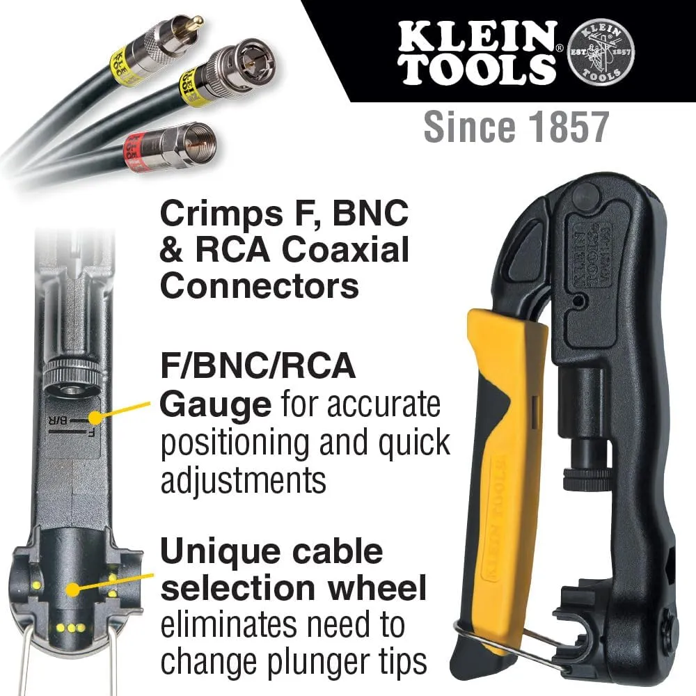 Klein Tools VDV211-063 Compression Crimper, Wire and Coaxial Crimper for Indoor and Outdoor Cabling