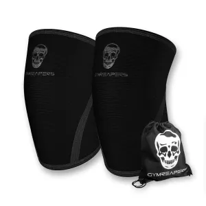 Knee Sleeves (1 Pair) With Gym Bag - IPF Approved - Knee Compression Sleeve Support for Squats, Weightlifting, and Powerlifting - Gymreapers 7MM Neoprene Sleeves - 1 Year Warranty (Black/Black, X-Large)