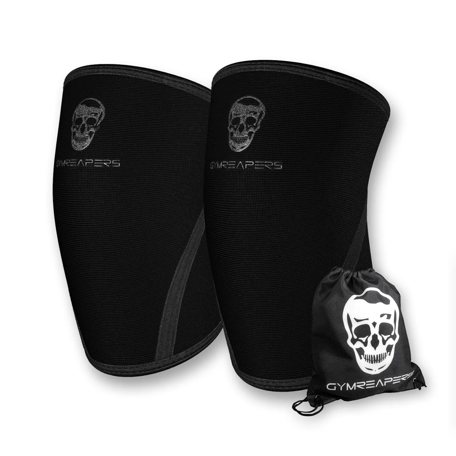 Knee Sleeves (1 Pair) With Gym Bag - IPF Approved - Knee Compression Sleeve Support for Squats, Weightlifting, and Powerlifting - Gymreapers 7MM Neoprene Sleeves - 1 Year Warranty (Black/Black, X-Large)