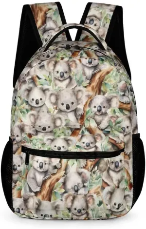 Koala Backpack for Kids Girls Boys School, 16 Inches Cute Koala Theme Bookbag, Adjustable, Lightweight, Large Capacity, Colorful Koala Backpack for School