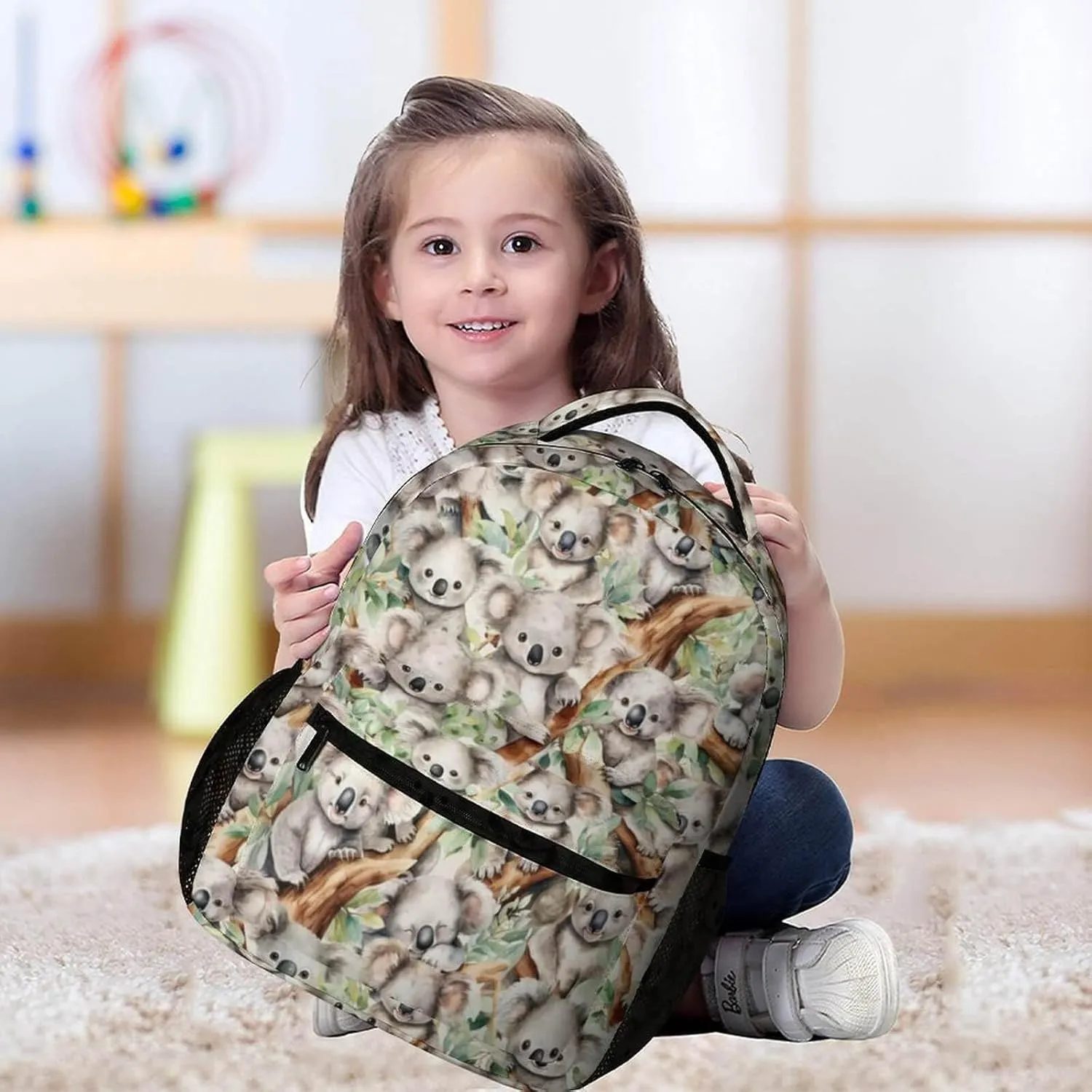 Koala Backpack for Kids Girls Boys School, 16 Inches Cute Koala Theme Bookbag, Adjustable, Lightweight, Large Capacity, Colorful Koala Backpack for School