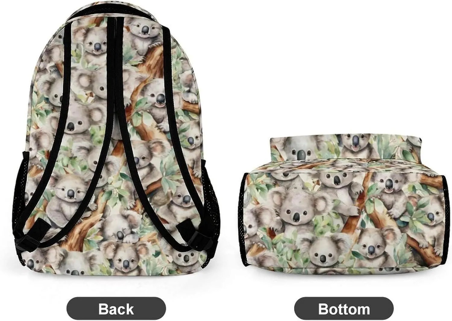 Koala Backpack for Kids Girls Boys School, 16 Inches Cute Koala Theme Bookbag, Adjustable, Lightweight, Large Capacity, Colorful Koala Backpack for School