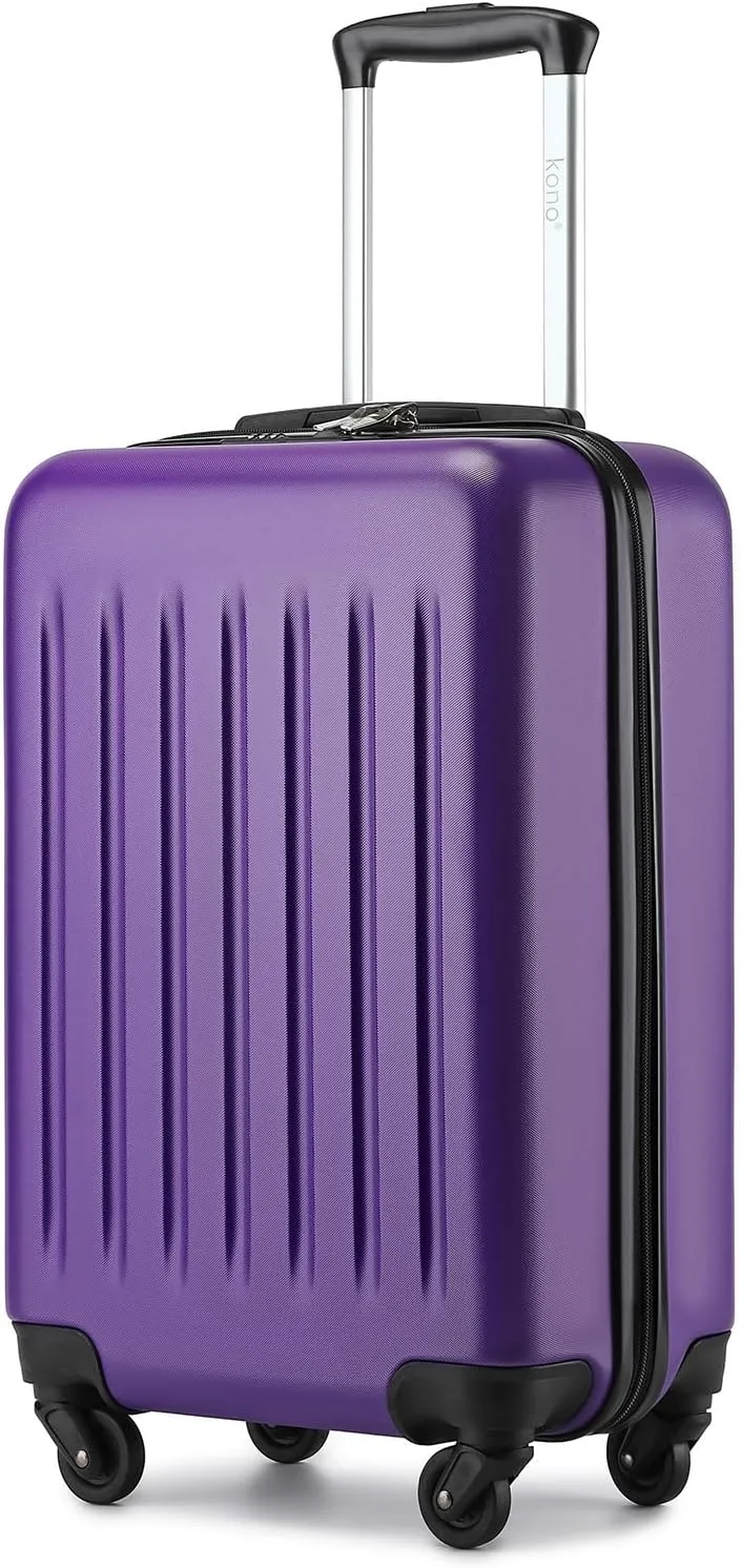 Kono 20-Inch Small Hardside Carry-on Suitcase with Spinner Wheels, Lightweight Rolling Cabin Suitcase for Airplane Travel (Purple, for 1-3 Days of Travel)