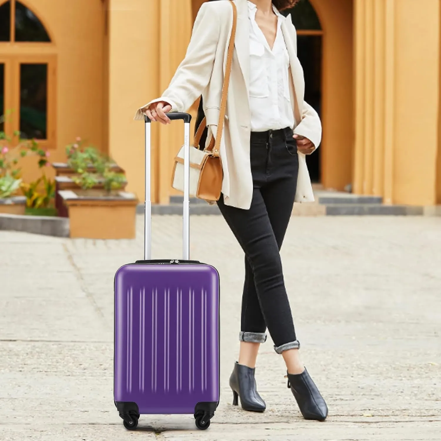 Kono 20-Inch Small Hardside Carry-on Suitcase with Spinner Wheels, Lightweight Rolling Cabin Suitcase for Airplane Travel (Purple, for 1-3 Days of Travel)