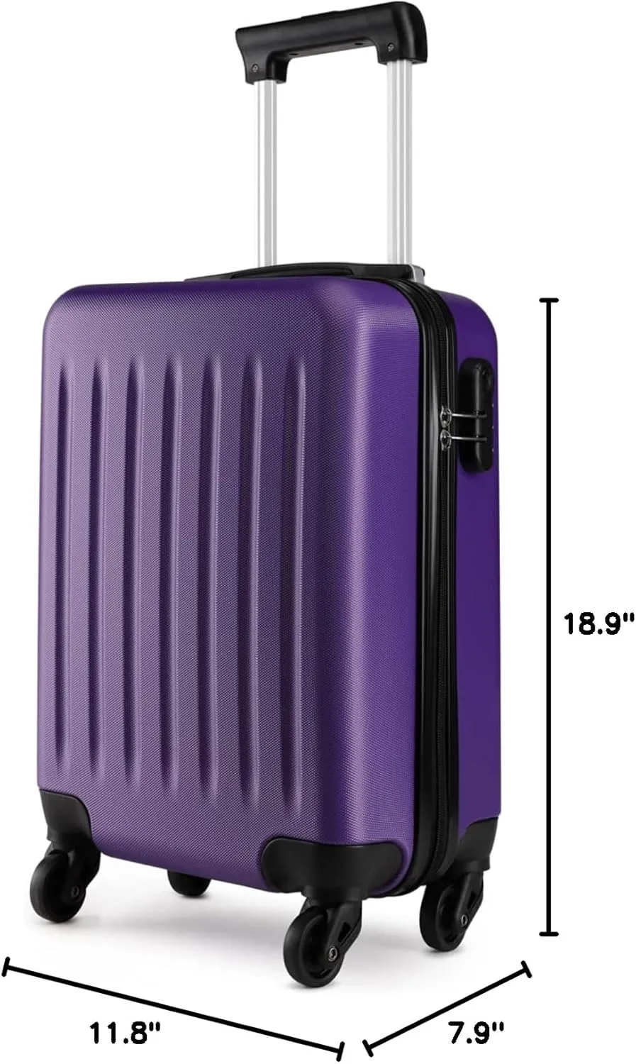 Kono 20-Inch Small Hardside Carry-on Suitcase with Spinner Wheels, Lightweight Rolling Cabin Suitcase for Airplane Travel (Purple, for 1-3 Days of Travel)