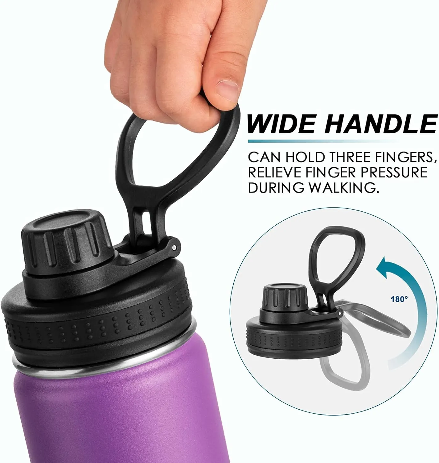 Koodee Stainless Steel Vacuum Insulated Metal Water Bottle - 16 oz, 2 Pack (Apple Green-Purple) for Girls, Sports, School