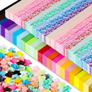 Kosiz 5850 Sheets Origami Stars Paper Strips for Kid Lucky Star Origami Paper for School Teaching Project DIY Folding Arts Crafts Supplies