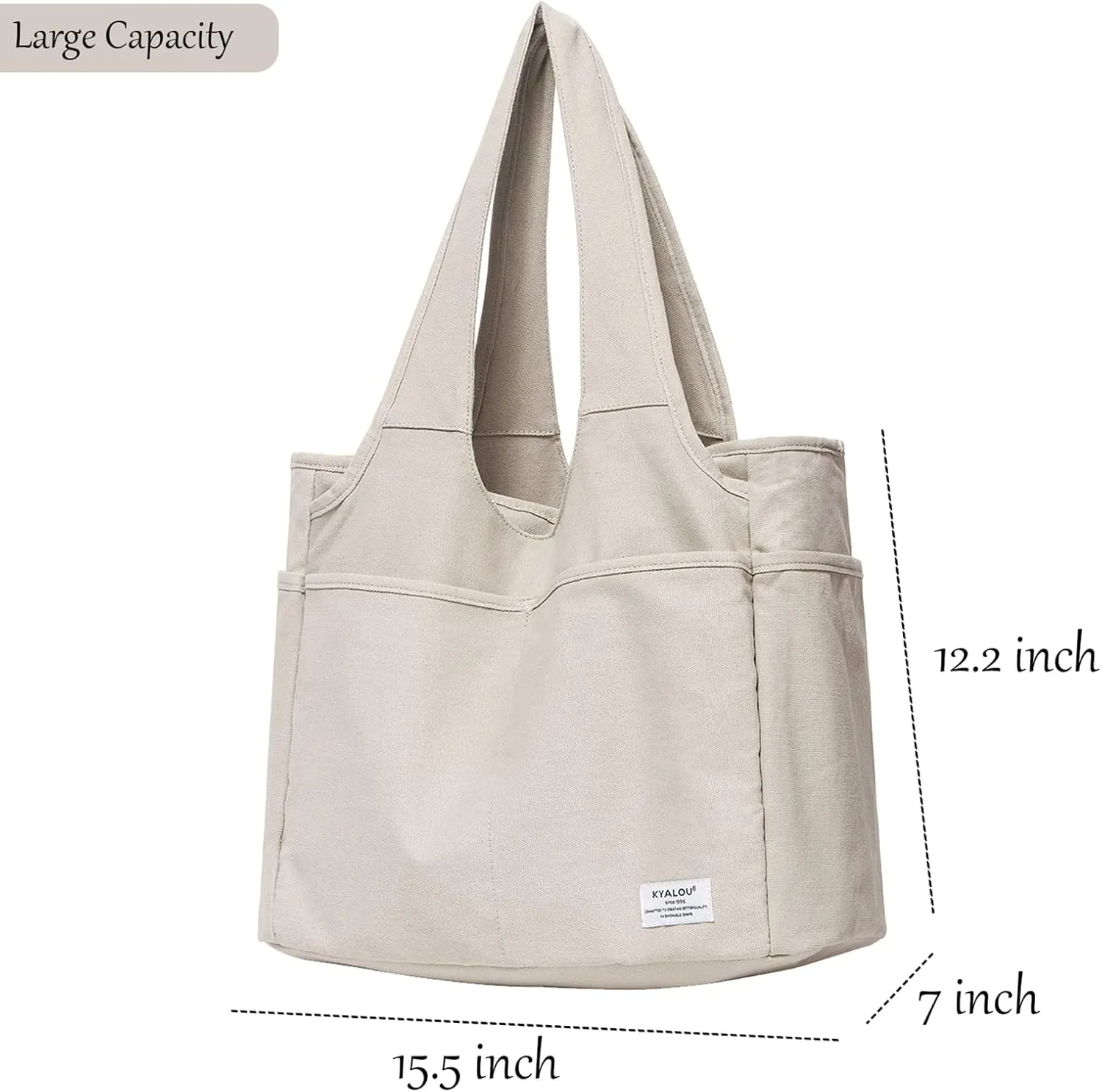 KYALOU Utility Large Tote Bag, Women Casual Shoulder Bags for Work Gym Beach Travel Shopping Grocery College