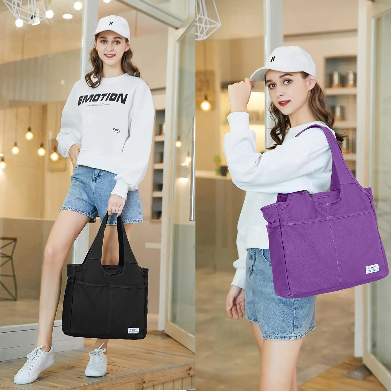 KYALOU Utility Large Tote Bag, Women Casual Shoulder Bags for Work Gym Beach Travel Shopping Grocery College