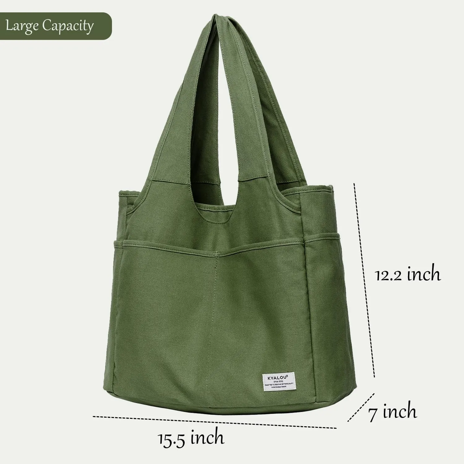 KYALOU Utility Large Tote Bag, Women Casual Shoulder Bags for Work Gym Beach Travel Shopping Grocery College