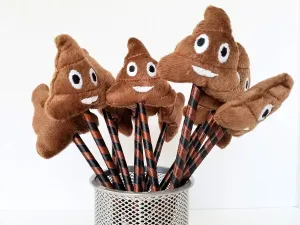 L LIFETIME Poop Emoji Pens with Plush Party Favors Kids 12 Pack Fun Pens Gifts Teens Tweens Adults, Office Supplies Ballpoint Pen, Writing Pens Instrument for School and Office Desk Décor