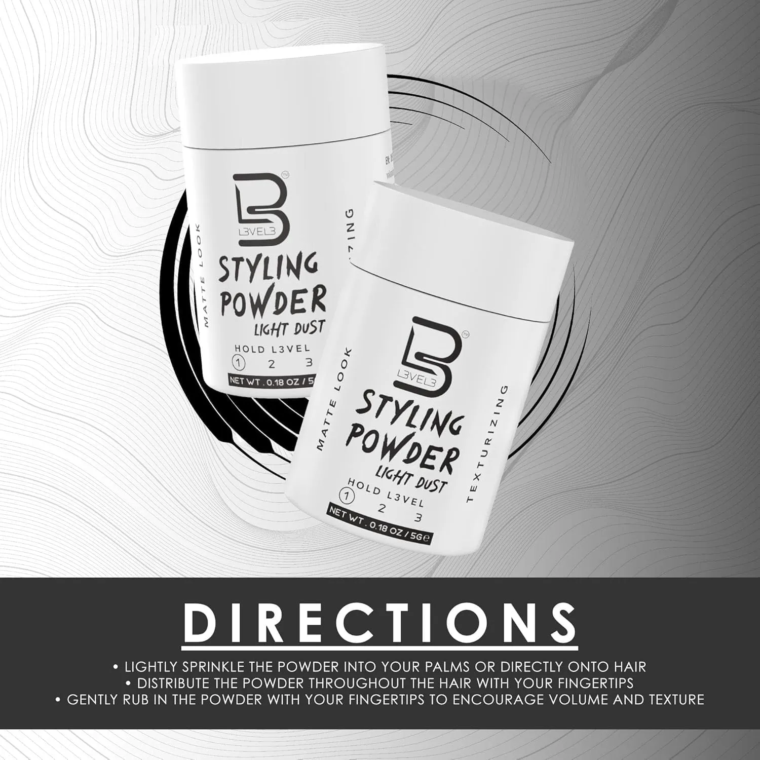 L3 Level 3 Travel Styling Powder - Small 0.18 oz for Travel - Natural Look Mens Powder - Sample Styling Powder