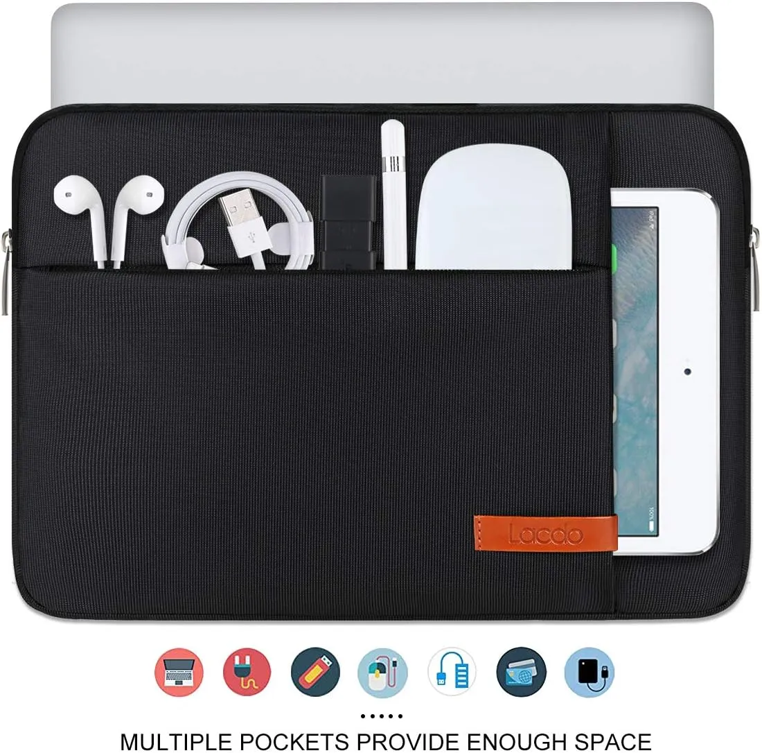 Lacdo 13 inch Laptop Sleeve Case for 13 inch New MacBook Air M4 A3240 2025, M3 A3113, M2 A2681, M1 A2337 | 13" MacBook Pro M2/M1 A2338 A2251 A2289 | 13" iPad Air M3/iPad Pro M4 Computer Bag, Black