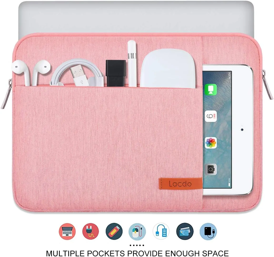 Lacdo 13 inch Laptop Sleeve Case for 13 inch New MacBook Air M4 A3240 2025, M3 A3113, M2 A2681, M1 A2337 | 13" MacBook Pro M2/M1 A2338 A2251 A2289 | 13" iPad Air M3/iPad Pro M4 Computer Bag, Peach