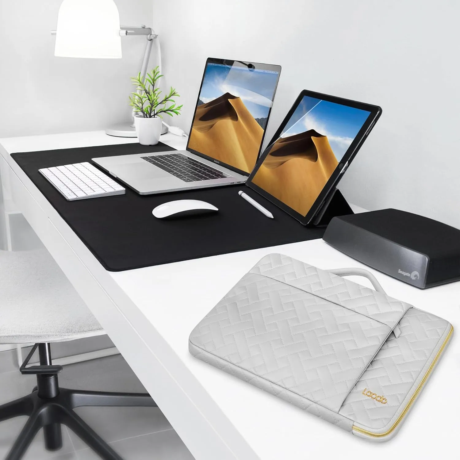 Lacdo 360° Protective 14 Inch Laptop Sleeve Case for HP Lenovo Dell ASUS Acer Chromebook 14 / HP Stream 14 / Dell Inspiron 14 / Lenovo IdeaPad 14 / Acer Spin/ASUS ZenBook Computer Bag, Space Gray