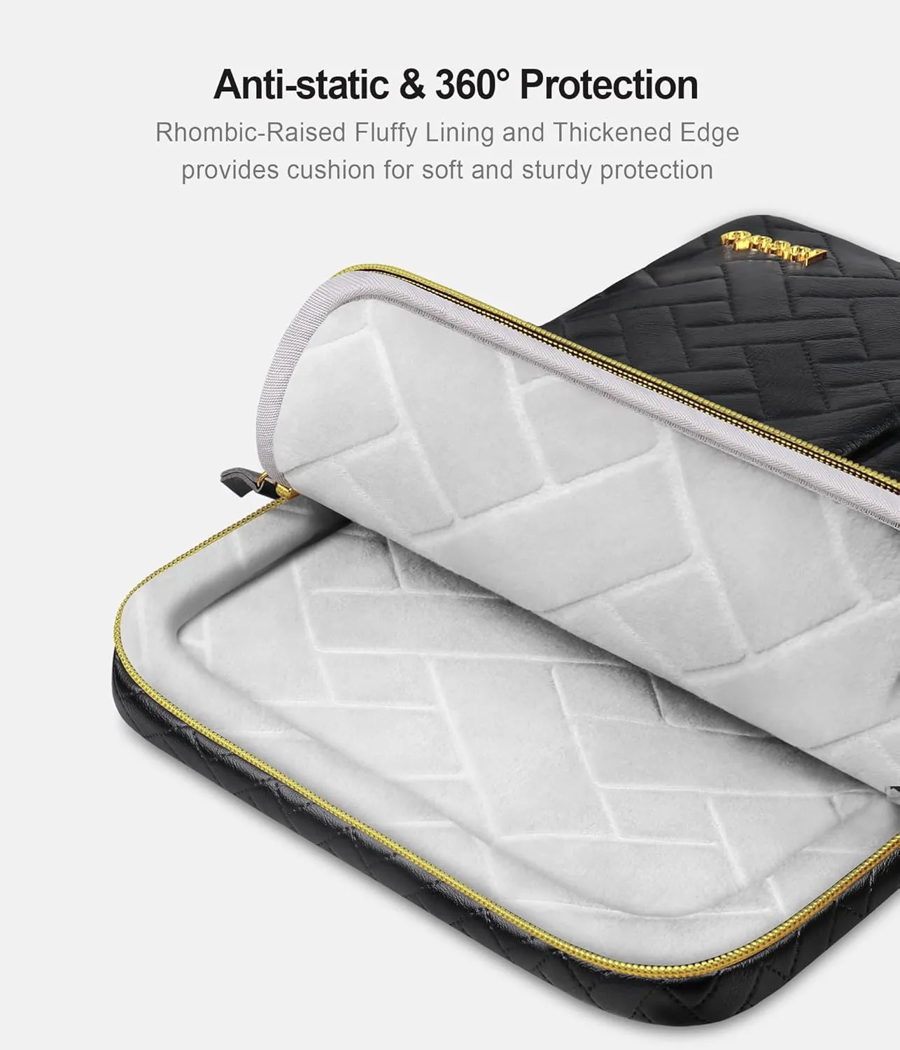 Lacdo 360° Protective Laptop Sleeve Case for 13 inch New MacBook Air M4 A3240 2025, M3 A3113, M2 A2681, M1 A2337 A2179 A1932 2024-2018 | 13 inch MacBook Pro M2/M1 A2338 A2251 A2289 Bag, Elegant Black