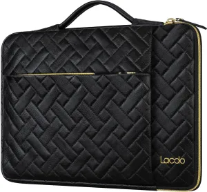 Lacdo 360° Protective Laptop Sleeve Case for 13 inch New MacBook Air M4 A3240 2025, M3 A3113, M2 A2681, M1 A2337 A2179 A1932 2024-2018 | 13 inch MacBook Pro M2/M1 A2338 A2251 A2289 Bag, Elegant Black