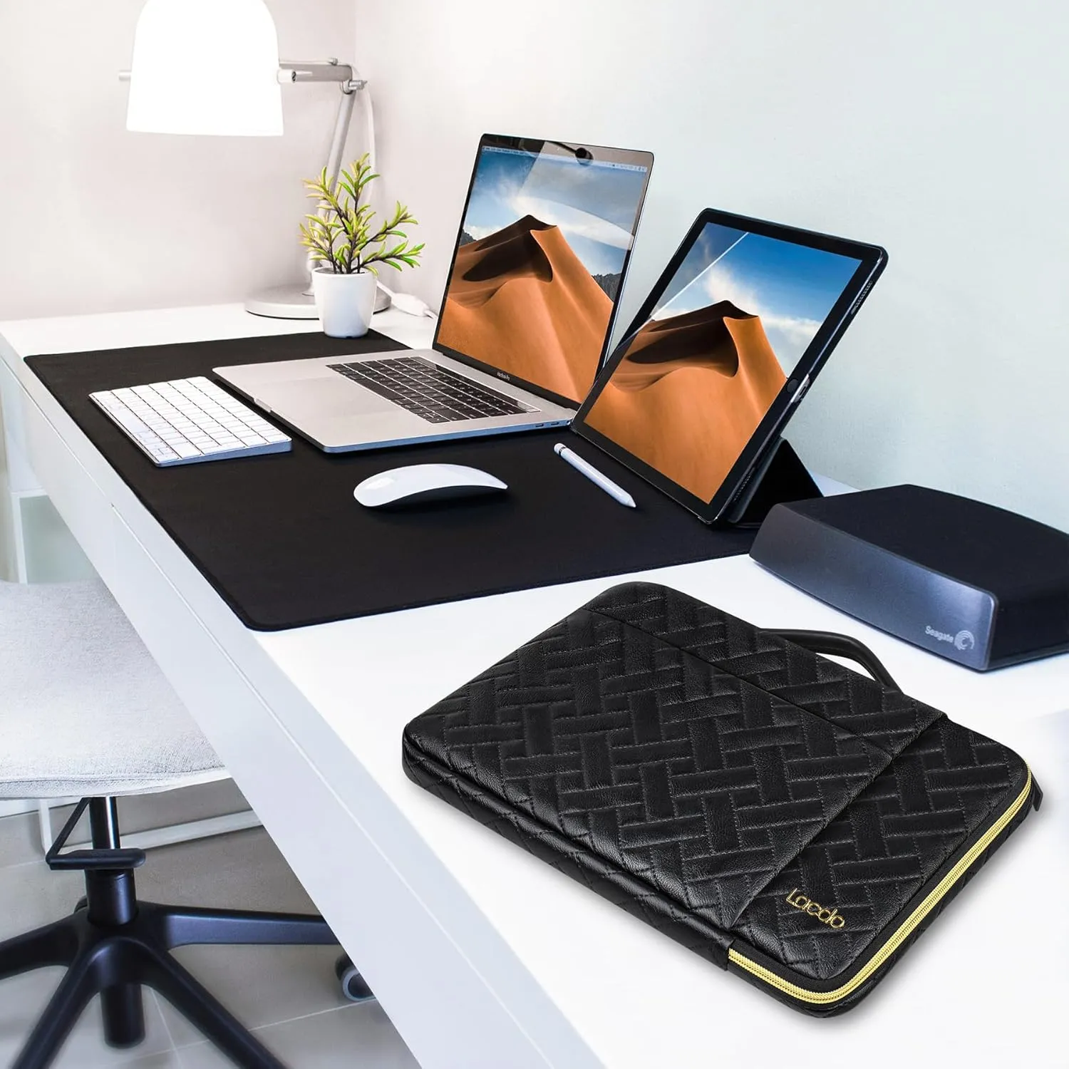 Lacdo 360° Protective Laptop Sleeve Case for 13 inch New MacBook Air M4 A3240 2025, M3 A3113, M2 A2681, M1 A2337 A2179 A1932 2024-2018 | 13 inch MacBook Pro M2/M1 A2338 A2251 A2289 Bag, Elegant Black
