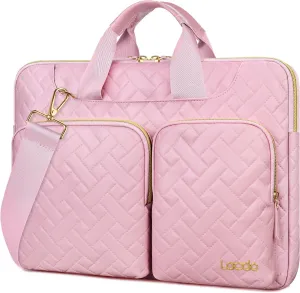 Lacdo Laptop Bag for Women, 15-15.6 inch Laptop Shoulder Bag for 15-15.6 inch Acer HP Dell ASUS Laptop, Acer Aspire, HP Pavilion, Dell Inspiron, IdeaPad,ASUS ZenBook Messenger Computer Bag,Sakura Pink