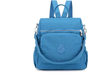 Ladies' multi zipper backpack, shoulder bag, handbag, casual bag, holiday gift (Sea Blue)