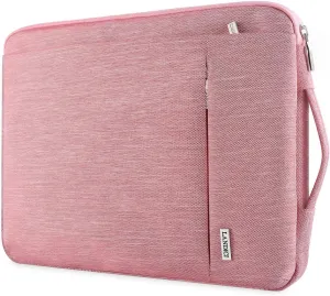 LANDICI 360° Protective Laptop Sleeve 13-14 Inch, Computer Bag Carrying Case for MacBook Air 13 M1/M2, MacBook Pro 13/14, Chromebook 14, Women, Slim, Shockproof, Waterproof, Pink