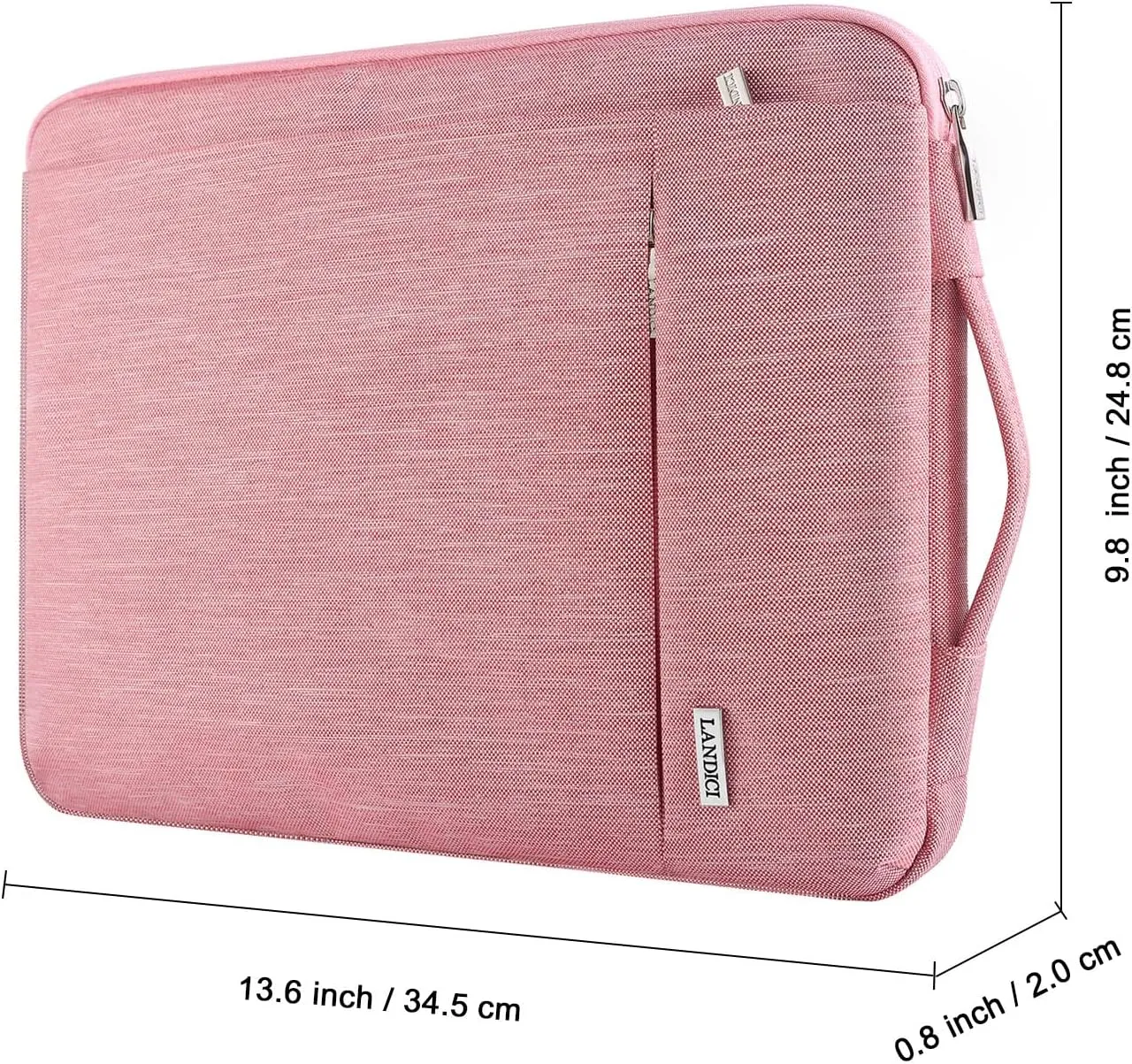 LANDICI 360° Protective Laptop Sleeve 13-14 Inch, Computer Bag Carrying Case for MacBook Air 13 M1/M2, MacBook Pro 13/14, Chromebook 14, Women, Slim, Shockproof, Waterproof, Pink