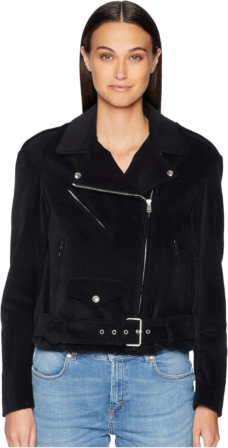 Langtry Cotton Velvet Moto Jacket Black 42