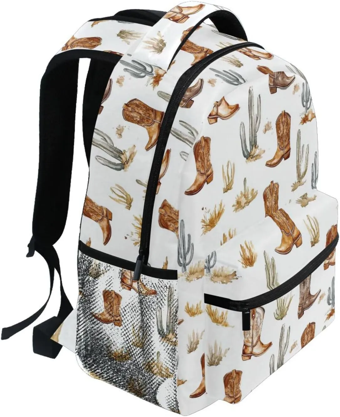 Laptop Backpack for Women Men Waterproof Diaper Bag Backpack with Chest Strap Gift Men & Women Western Cowboy Boho Cactus Boots West Ranch