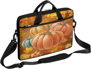 Laptop Bag Case Sleeve Fall Pumpkin Maple Leaf,Table Laptop Shoulder Messenger Bag Thanksgiving for 14 14.5 Inch Computer