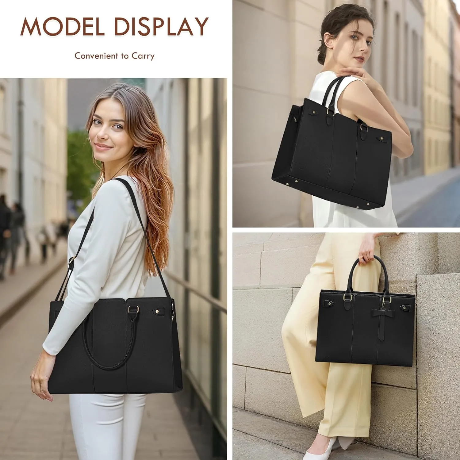 Laptop Bag for Women 15.6 Inch Laptop Tote Bag Waterproof Pu Leather Work Bag Computer Briefcase Office Teacher Handbag