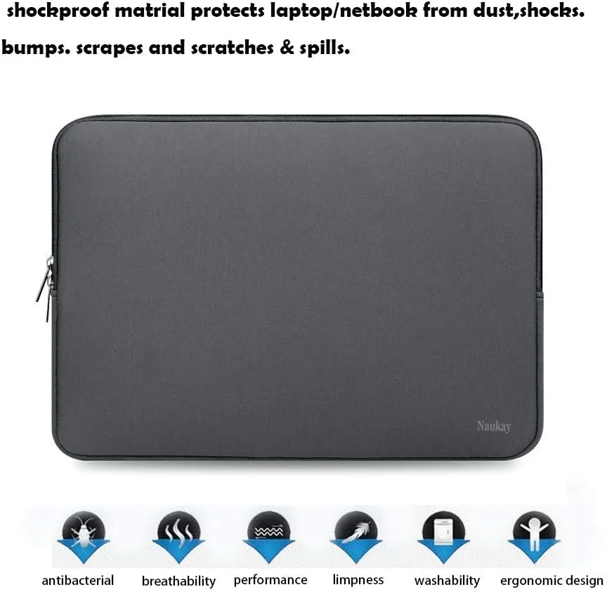 Laptop Sleeve Bag 15.6 Inch,Resistant Neoprene Laptop Sleeve/Notebook Computer Pocket Case/Tablet Briefcase Carrying Bag fit for Computer Notebook MacBook- (Grey)