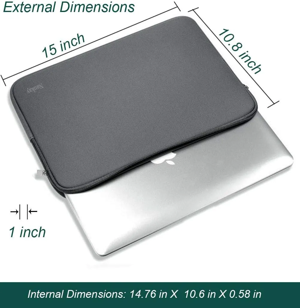 Laptop Sleeve Bag 15.6 Inch,Resistant Neoprene Laptop Sleeve/Notebook Computer Pocket Case/Tablet Briefcase Carrying Bag fit for Computer Notebook MacBook- (Grey)