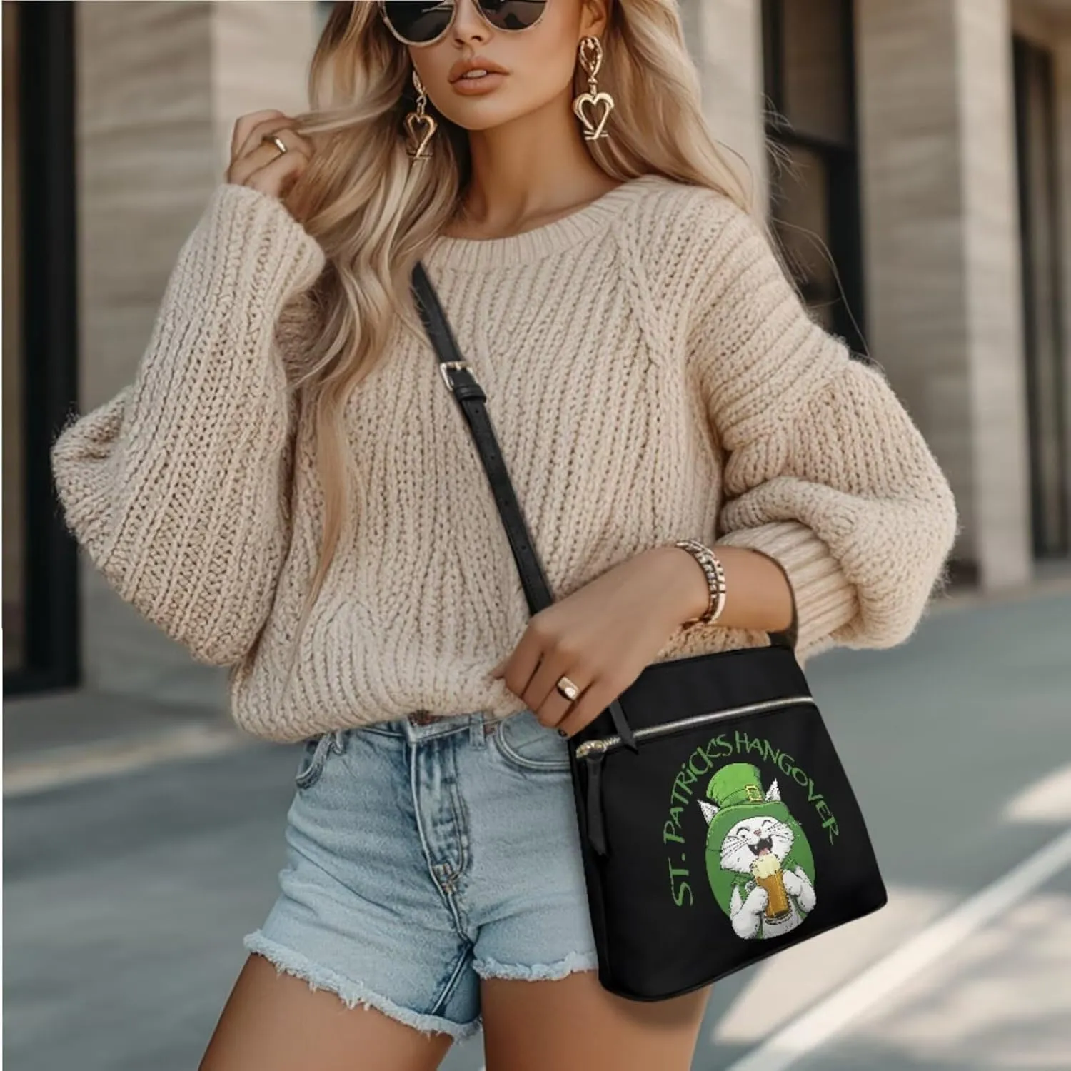 Large Crossbody Bucket Bags for Women 2 Pieces Leather Purse Cross Body Handbag Wristlet Purses for Women