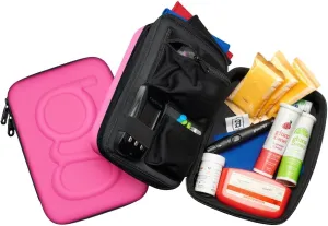 Large Diabetes Travel Case Hard Shell, Organizer for Glucose Monitor, Insulin Pen, BGL Strips, Syringe, Needles & Diabetic Supplies, Premium & Durable with Extra Compartment, Pink