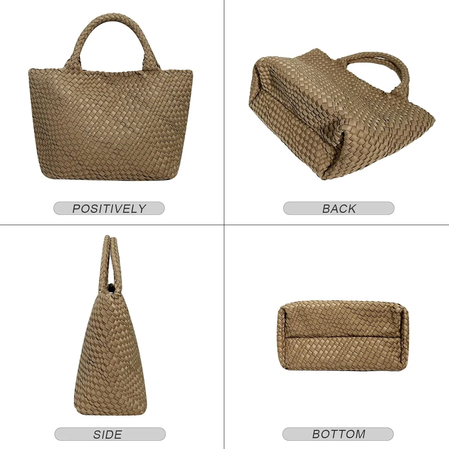 Large Woven Neoprene Tote for Women, Shopper Bag, Travel Braided Handbags, Beach Shoulder Purses