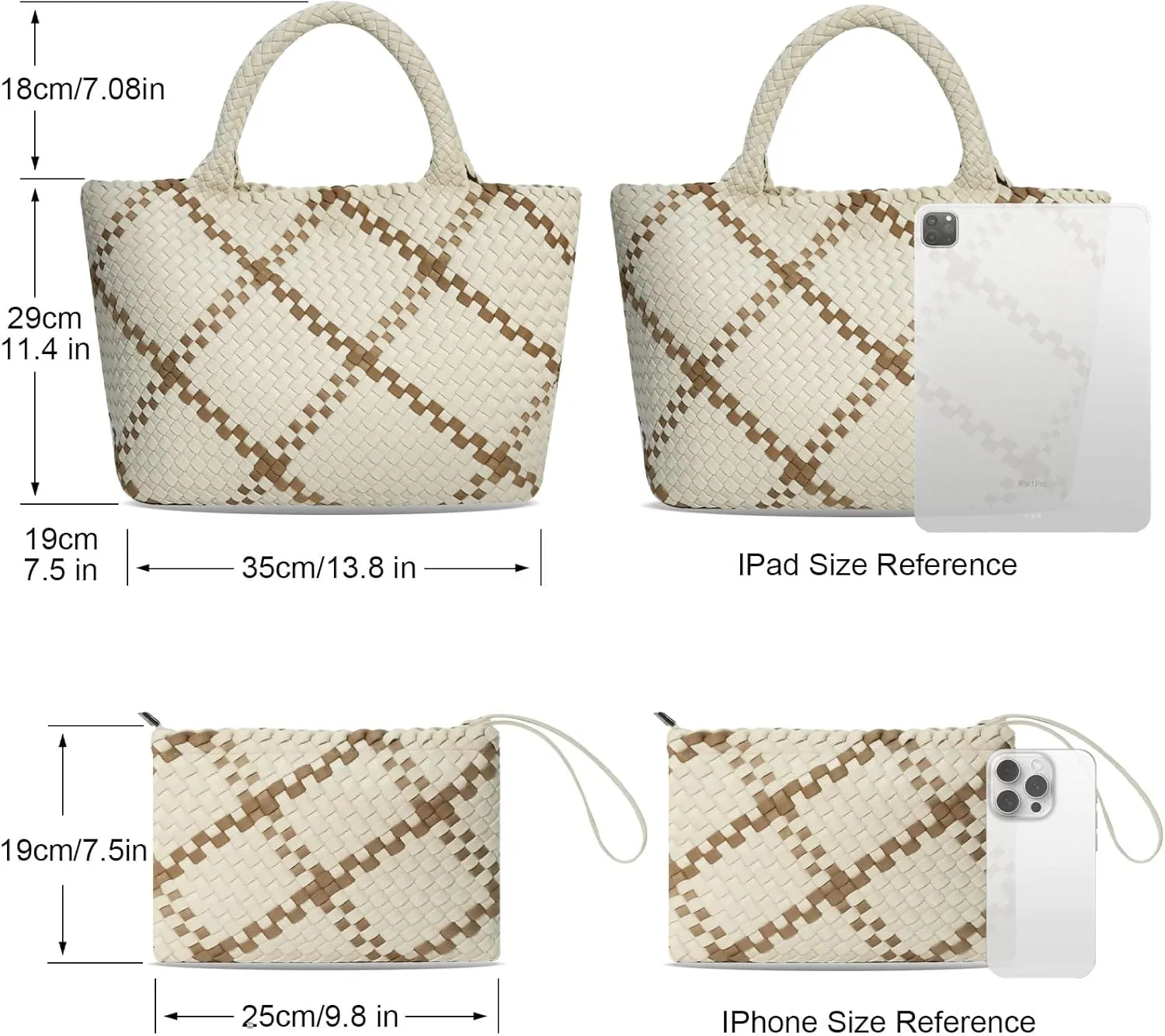 Large Woven Neoprene Tote for Women, Shopper Bag, Travel Braided Handbags, Beach Shoulder Purses